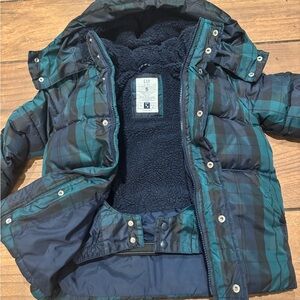 GAP Green and Black Plaid Puffer Jacket